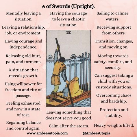 6 of Swords in upright position. These are the meanings are this tarot card from the suit of swords.

#tarot #sixofswords #6ofswords 7 Of Cups Tarot Meaning Love, Seven Cups Tarot Meaning, 7 Cups Tarot Meaning, 2 Of Cups Tarot Meaning, 8 Of Cups Tarot Meaning, Seven Of Cups Tarot Meaning, 9 Of Cups Tarot Meaning, Six Of Cups Tarot Meaning, Two Of Cups Tarot Meaning