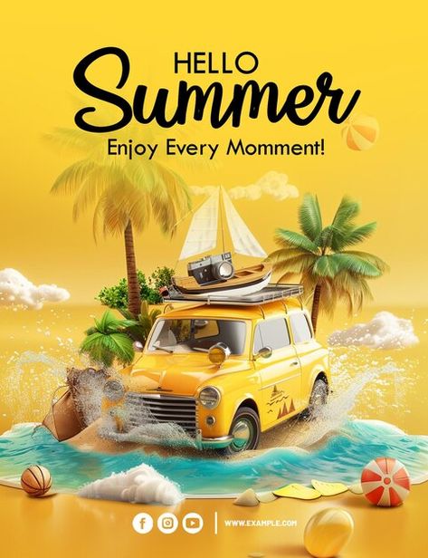 Psd welcome summer poster template with ... | Premium Psd #Freepik #psd Welcome Poster Design, Holiday Poster Design, Summer Poster, Welcome Summer, Logo Psd, Holiday Poster, Welcome Poster, Holiday Background, Card Banner