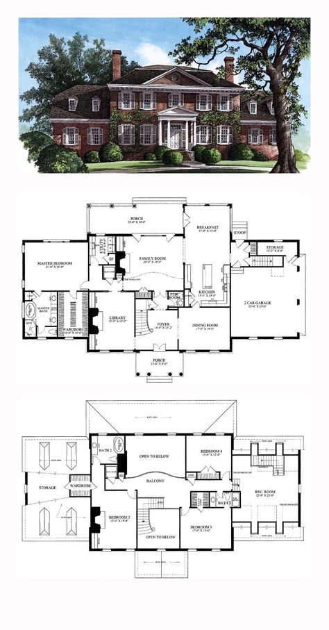 Southern Colonial, Colonial Style House Plans, Southern Style House Plans, Pelan Rumah, Colonial House Plans, Sims 4 House Plans, Plans Architecture, Casa Country, Southern House Plans