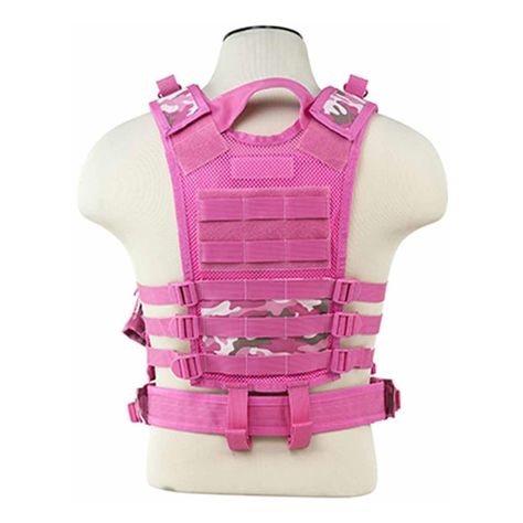 - Fully adjustable Tactical Vest that helps keep your shooting gear organized for easy access, so that your shooting gear is right where you need it when you out in the field - Heavy Duty Front Zipper and 2 adjustable Quick Fastener Buckles makes it easy for you to get into the vest for secure fit - 3 Adjustable Side Straps on each Side of the Tactical Vest to ensure a Secure Custom Fit to your body - Tactical Vest Length is adjustable via Triple Shoulders Hook and Loop panels to adjust the how Tactical Vest Outfit, Pink Tactical Outfit, Pink Tactical Gear, Underground Party, Bullet Vest, Army Vest, Vest Fits, Tactical Fashion, Military Vest