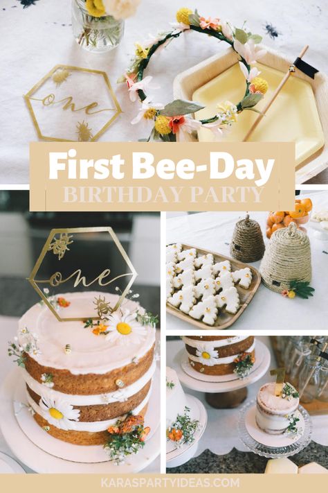 Bee Themed Birthday, Bee Themed Birthday Party, Baby First Birthday Themes, 1st Birthday Party For Girls, Bee Birthday Party, Bee Day, One Year Birthday, Twins 1st Birthdays, Twin First Birthday