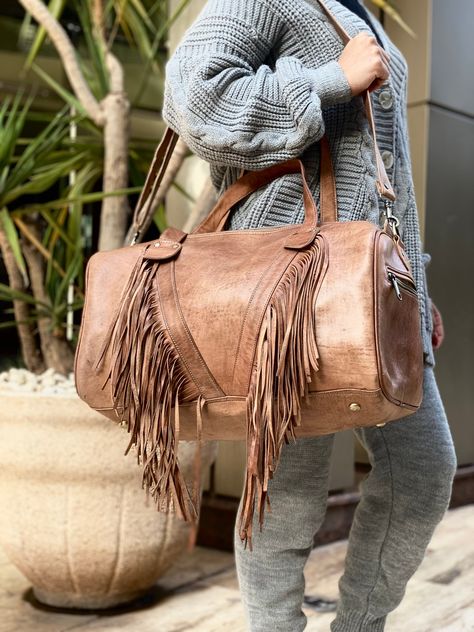 Leather Weekender Bag Womens, Bohemian Weekender Bag With Leather Handles, Large Capacity Leather Weekender Bag For On-the-go, Western Duffle Bag, Brown Leather-lined Duffle Bag For Weekend Trips, Western Style Hand-tooled Travel Bag, Weekender Bags, Western Purses, Leather Weekender