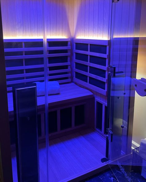 Our stunning locker room isn’t just for storing your gym bag! 🔥 Take your post-workout relaxation to the next level with our state-of-the-art infrared sauna featuring chromotherapy! Infrared saunas offer a deeper, more gentle heat that penetrates your muscles, promoting relaxation, detoxification, and improved circulation. Chromotherapy bathes the sauna in calming colored light, further enhancing your wellness experience. The best part? This luxurious amenity is available to BOTH members ... Chromotherapy Sauna, Infared Lights, Wellness Experience, Infrared Sauna, Locker Room, Post Workout, Blue Light, Instagram Feed, Muscles