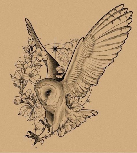 Barn Owl Tattoo Design, Realistic Owl Tattoo For Women, Owl Flying Tattoo, Small Owl Tattoos For Women, Owl Sleeve Tattoo, Owl Tattoo Sketch, Snow Owl Tattoo, Serious Tattoos, Snowy Owl Tattoo