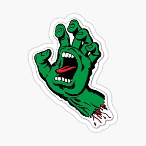 Santa Cruz Stickers, Santa Cruz Screaming Hand, Screaming Hand, Old School Skateboards, Skate Stickers, Hand Sticker, Skate Art, Graffiti Characters, Skateboard Stickers