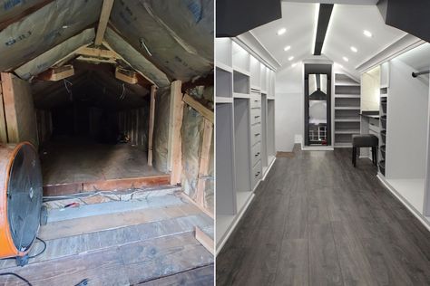 Closet Transformation, Attic Ideas, Attic Closet, Attic Space, Attic Renovation, Attic Remodel, Bedroom Images, Scary Places, Empty Spaces