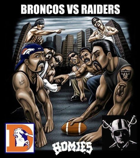 Broncos -vs- Raiders Homies Figurines, Raiders Vs Chargers, Homies Characters, Lil Homies, Forty Niners, Cholo Style, The Bronx New York, Cholo Art, Go Broncos