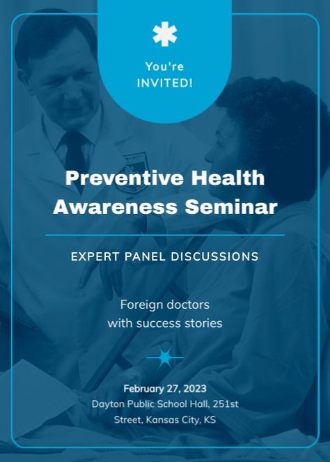 Health Awareness Seminar Invitation Template Visme Seminar Invitation, Event Invitation, Health Awareness, Ramadan, Invitation Template, Promotion, Medical, Health