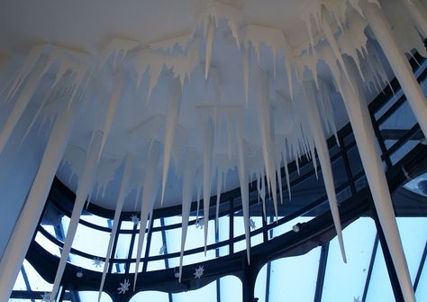 Icicles en masse (left window) | Photography: Nick Singleton… | Flickr Andy Singleton, Paper Icicles, Narnia Christmas, Everest Vbs 2015, Arctic Vbs, Narnia Party, Harry Potter Yule Ball, Everest Vbs, Dance Room