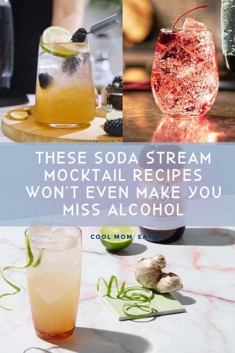 Trying Dry January? Find our favorite delicious recipes for your Soda Stream or favorite fizzy water -- mixers, mocktails, cozy hot drinks + more that you'll love all year long | coolmomeats.com Fizzy Water, Soda Stream Recipes, Cozy Hot Drinks, Easy Party Drinks, Easy Mocktails, Healthy Soda, Sweet Smoothies, Homemade Soda, Protein Food