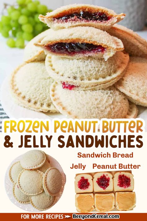 Peanut And Jelly Sandwich, Lunch Hacks, Jelly Bread, Sugar Free Strawberry Jam, Frozen Peanut Butter, Peanut Butter Jelly Sandwich, Peanut Butter And Jelly Sandwich, Homemade Recipe Books, Making Peanut Butter