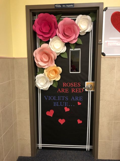 Flowers, poems Valentines Day Door Ideas, Valentine’s Day Classroom Door, Valentine’s Day Door Decorations For Classroom, Valentines Day Door Classroom, Valentine Door Decorations For School, Esthetics Instructor, Library Valentines, Valentines Door Decorations Classroom, Scary Door