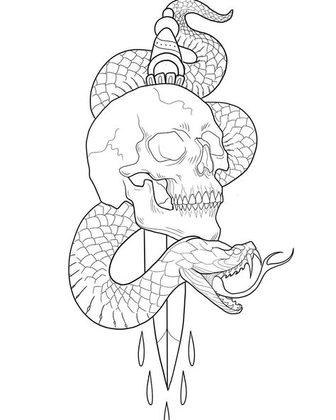 Skull With Snake, Snake Sketch, Tattoo Snake, Fantastic Wallpapers, Western Tattoos, Ipad Procreate, Rose Skull, Create Drawing, Drawing Black