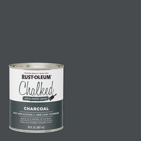 Rust-Oleum Chalked Ultra Matte Charcoal Water-Based Acrylic Chalk Paint 30 oz - Ace Hardware Dark Grey Chalk Paint Furniture, Moody Eclectic, Best Chalk Paint, Rustoleum Chalk Paint, Painting Bathroom Cabinets, Charcoal Water, Chalky Paint, Gray Chalk Paint, Matte Paint