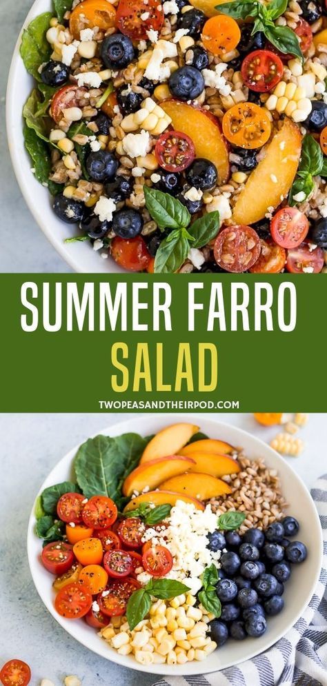 Smashed Broccoli, Broccoli Roasted, Farro Salad Recipes, Delicious Healthy Salads, Farro Recipes, Farro Salad, Salad Pasta, Corn Salsa, Easy Summer Meals