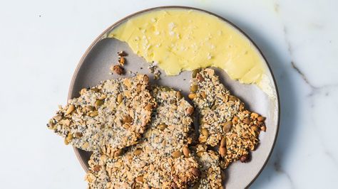 Seedy Oat Crackers Recipe | Bon Appetit Oat Crackers Recipe, Anna Jones Recipes, Oat Crackers, Crispy Crackers, Seed Recipes, Pan Relleno, Crackers Recipe, Baked Crackers, Raw Pumpkin Seeds