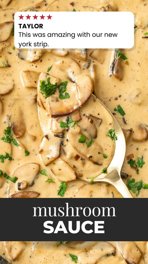 This creamy mushroom sauce is rich, luxurious and incredibly quick and easy to make. Perfect for smothering grilled and roast meats or stirred through pasta, it’s also versatile. Beautifully caramelised mushrooms flavouring a savoury creamy sauce, it’s perfect for steaks, chicken, pork chops and schnitzels or fold it through some gnocchi or pasta for a comforting easy dinner. It’s rich in umami flavour, is silky, super creamy and tastes so luxurious. Perfect for a dinner party or a weeknight. Mushroom Sauce For Steak, Wing Sauce Recipes, Homemade Dips, Butter Alternative, White Button Mushrooms, Steamed Green Beans, Creamy Mushroom Sauce, Cremini Mushrooms, Wing Sauce