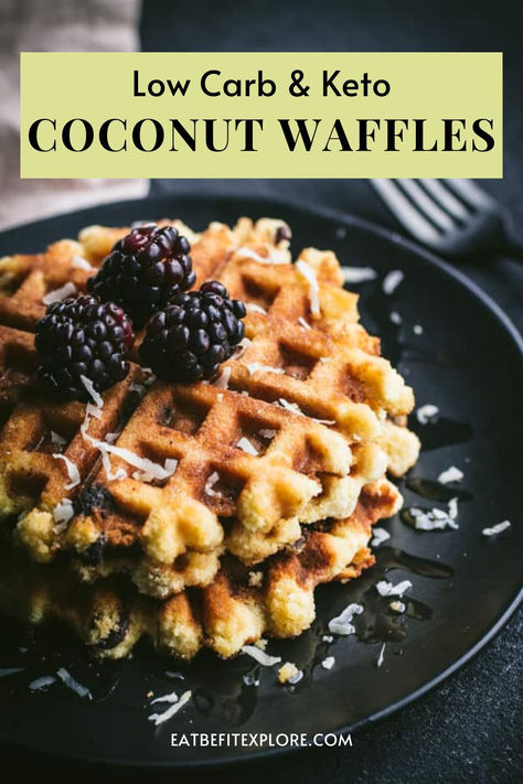 Low Carb and Keto Coconut Waffles Best Keto Waffles, Sugar Free Waffles, Coconut Waffles, Coconut Flour Waffles, Best Keto Pancakes, Healthy Low Carb Breakfast, Keto Waffles, Low Carb Waffles, Dessert Waffles