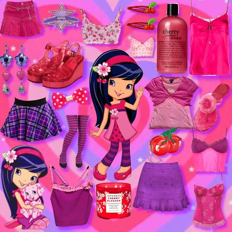 Cherry Jam Strawberry Shortcake Aesthetic, Cherry Jam Halloween Costume, Plum Pudding Outfit Inspiration, Cherry Jam Strawberry Shortcake Outfit, Cherry Jam Strawberry Shortcake Costume, Strawberry Shortcake Costume Aesthetic, Cherry Jam Costume, Cherry Jam Strawberry Shortcake, Raspberry Outfit