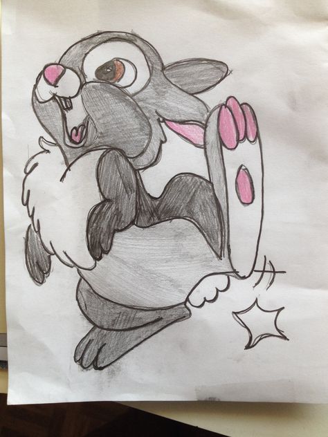 They call me thumper! Disney Animal Drawings, Thumper Disney Drawing, Thumper Sketch, Things To Draw Disney, Thumper Drawing, Thumper Tattoo, Drawing Ideas Disney, Disney Pencil Drawings, Disney Character Sketches