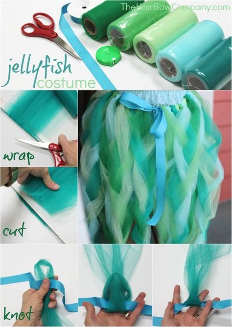 DIY Jellyfish Tutu Dress Costume. Under The Sea Costumes, Sea Creature Costume, Diy Tutu Dress, Sea Costume, Jellyfish Costume, Diy Jellyfish, Diy Tutus, Rok Tutu, Fish Costume