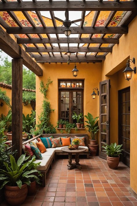 20 Mexican Patio Ideas – ToolzView Mexican Tile House, Mexico Patio Ideas, Mexican Style Outdoor Patio, Desert Porch Ideas, Spanish Style Outdoor Patio Ideas, Southwest Front Porch Ideas, Outdoor Spanish Patio, Italian Patio Ideas Backyards, Mexican Landscaping Ideas