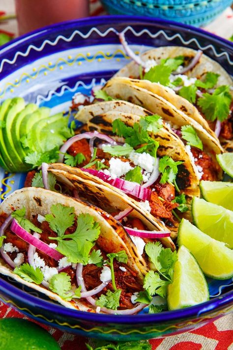 Pork Adobo Tacos Adobo Tacos, Texan Food, Tacos Pork, Adobo Pork, Pork Taco, Hispanic Recipes, Closet Cooking, Pork Adobo, Sour Cream Sauce