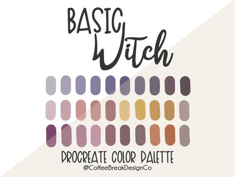 Witchy Aesthetic Color Palette, Witch Aesthetic Color Palette, Witchy Colour Palette, Witchy Palette, Witchy Color Palette, Ipad Doodles, Procreate Palettes, Color Palette Procreate, Art Pallet