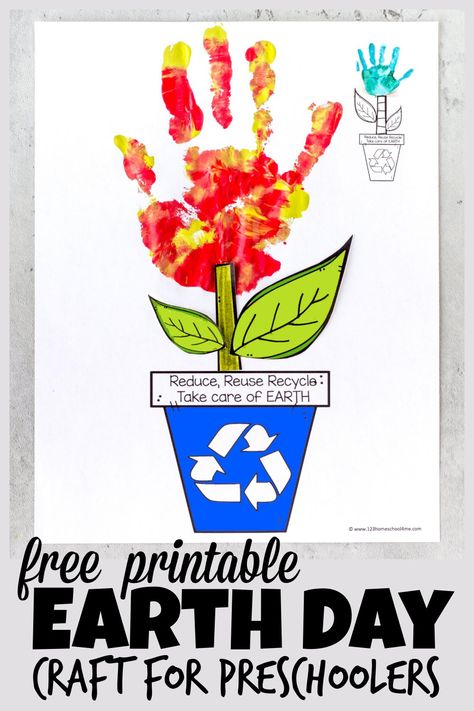 Are you looking for a super cute and fun-to-make Earth Day craft for preschoolers? This Earth Day Flower project is a combination of a earth day art for preschool, toddler, pre-k, kindergarten, first grade and a earth day printable activity to cut and paste. I just love printable crafts for kids to simplify earth day preschool! Simply print pdf file with earth day craft for kids template and you are ready for your Earth Day Theme. Earth Day Name Craft, Earth Day Lessons Preschool, Earth Day And Recycling Crafts, Earth Day Prek Craft, Recycle Art For Preschoolers, Earth Week Crafts For Toddlers, Recycle Crafts For Toddlers, Earth Day Art Projects For Preschoolers, Earthday Art For Preschool