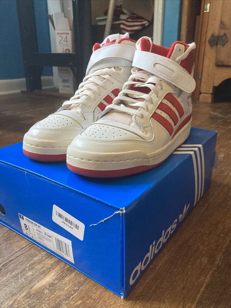 Adidas Forum 84 High “Team Power Red” Colorway Size 8.5 Authentic GY6972 Get a price at https://copapair.com/adidas-forum-84-high-team-power-red-colorway-size-8-5-authentic-gy6972-4/ Adidas Forum Mid Red, Adidas Forum High Red, Adidas Velcro Shoes, Adidas Shoes Vintage, Adidas Forum High, Forum Adidas, Red Adidas Shoes, Fire Shoes, Adidas High Tops