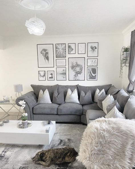 Gray Loveseat Living Room Ideas, Best Family Room, Family Room Decorating Ideas, Family Room Wall Decor, Best Feeling In The World, Gray Living Room Design, Green Living Room Decor, Happy Tuesday Everyone, Small Family Room