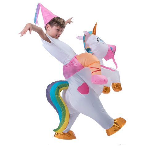 Spooktacular Creations Inflatable Riding a Unicorn Air Blowup Deluxe Costume  Child Size -- You could locate more information by visiting the image web link. (This is an affiliate link). Animal Costumes For Boys, Inflatable Unicorn Costume, Unicorn Costumes, Dress Masquerade, Inflatable Unicorn, Costume Jumpsuit, Unicorn Doll, Suit Costume, Inflatable Costumes