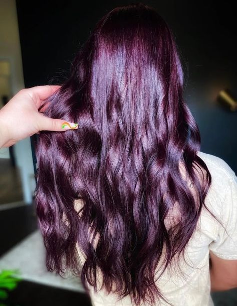 Violet Brunette, Plum Hair Color Ideas, Eggplant Colored Hair, Plum Burgundy Hair, Plum Hair Dye, Plum Purple Hair, Eggplant Hair, Plum Hair Color, Purple Hair Streaks