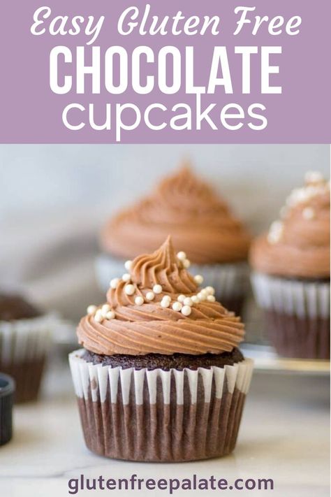 These easy gluten-free chocolate cupcakes are super simple to whip up, use only one bowl, and have the perfect bakery style texture. Gluten-free chocolate cupcakes have never been easier! Gluten Free Christmas Baking, Gluten Free Cupcake Recipe, Gluten Free Chocolate Cupcakes, Christmas Baking Recipes, Gluten Free Cupcakes, Cupcake Recipes Chocolate, Easy Cupcakes, Gf Desserts, Gluten Free Treats