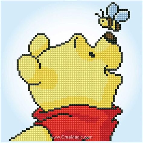 Winnie The Pooh Punto Croce, Winnie The Pooh Cross Stitch Patterns, Pixel Art Disney, Winnie The Pooh Cross Stitch, Modele Pixel Art, Disney Cross Stitch Patterns, Crochet Disney, Pixel Art Templates, Pixel Crochet