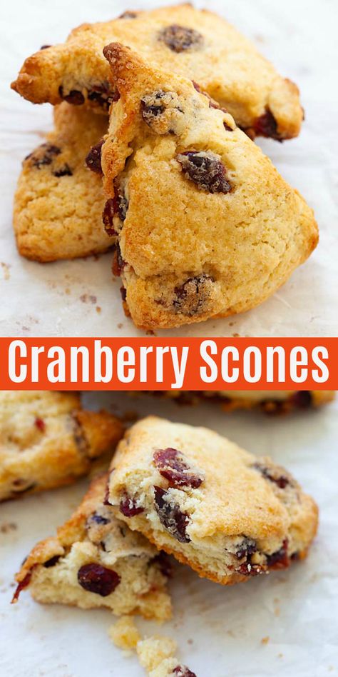 Cranberry Scone, Cranberry Recipes Dessert, Fruit Scones Recipe, Dried Cranberries Recipes, Orange Scones Recipe, Best Scone Recipe, English Scones, Cranberry Orange Scones, Fruit Scones