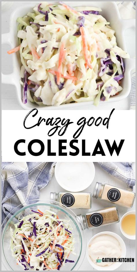 Whip up the perfect homemade coleslaw with our easy recipe. This delightful side dish, featuring a creamy dressing over a crisp mix of cabbage and carrots, is a must-have for BBQs and potlucks. Sweet Coleslaw Recipe, Yummy Coleslaw Recipe, Homemade Coleslaw Recipe, Easy Coleslaw Recipe, Homemade Coleslaw Dressing, Coleslaw For Pulled Pork, Creamy Coleslaw Dressing, Classic Coleslaw Recipe, Healthy Coleslaw Recipes