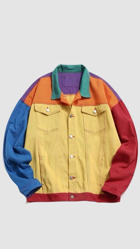 #jacket #colorblocking #colorblock #streetwear Splatoon Fashion, Fashion Dreamer, Silly Clothes, Zulu, Clothing Styles, Colour Block, Splatoon, Mens Clothing, Mens Streetwear