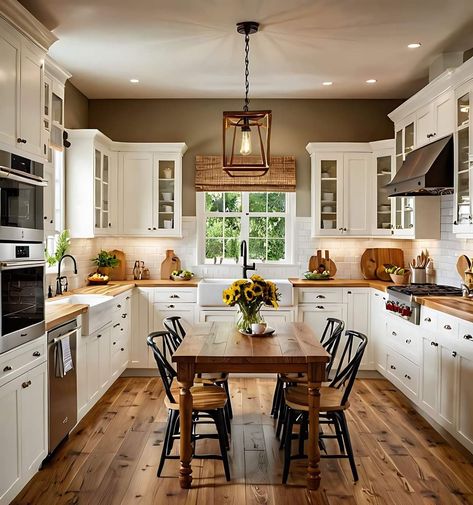 Cottage Dining Rooms, Dream Kitchens Design, Yellow House, Farmhouse Vintage, Cozy Kitchen, House Remodel, Dream House Interior, Favorite Kitchen, Dream House Decor