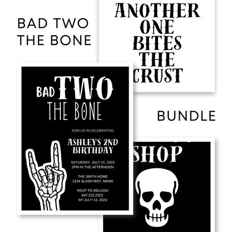 Bad Two the Bone Birthday Bundle Bad Two The Bone, My Bad, To The Bone, Bad To The Bone, Cool Lettering, Spelling And Grammar, The Bone, Invitation Sizes, Birthday Sign