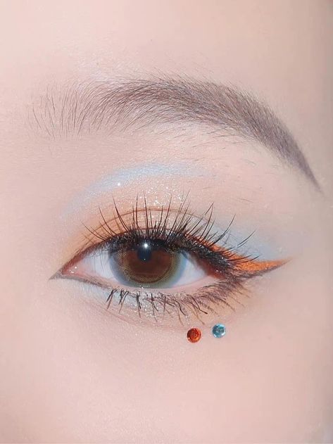 Watercolor Makeup, Makeup 2023, Anime Eye Makeup, Eyes Aesthetic, Blue Makeup Looks, Douyin Makeup, Casual Makeup, Bond Paper, Eye Makeup Designs