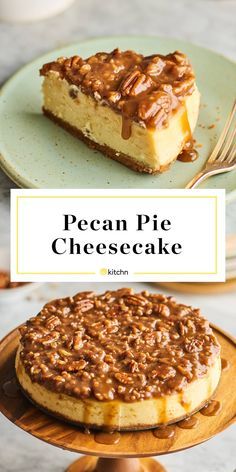 Pecan Pie Topping, Pecan Pie Cheesecake Recipe, Pie Topping, Caramel Pecan Pie, Pecan Cheesecake, Pecan Pie Cheesecake, Pie Cheesecake, Dessert Spread, Caramel Pecan