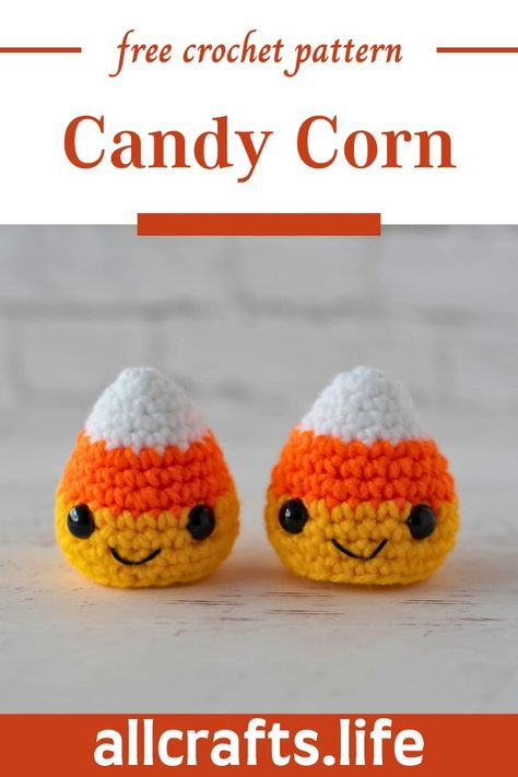 Crochet Candy Corn Pattern Corn Candy Craft, Small Halloween Crochet Patterns Free, Free Printable Amigurumi Crochet Patterns, Beginner Halloween Crochet Patterns, Halloween Crochet Patterns Free Easy, Halloween Buffet Ideas, Halloween Booth Ideas, Halloween Bake Sale Ideas, Halloween Buns