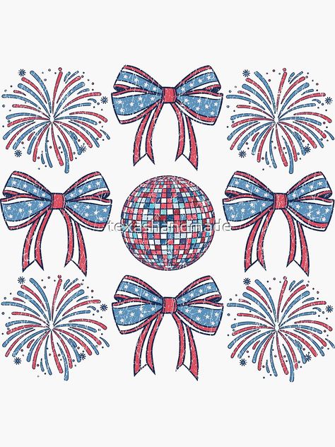 "4th of July Coquette Bow Fireworks" Sticker for Sale by texashandmade Fourth Of July Stickers, Iphone Wallpaper 4th Of July, 4th Of July Stickers, July Stickers, American Stickers, Coquette Bow, Journal Gift, Scrapbook Stickers, Baby Tshirts