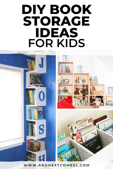 Small Kids Room Ideas For Boys, Creative Book Storage, Diy Book Storage, Book Storage Small Space, Storage Small Spaces, Storage Ideas For Kids, Book Storage Ideas, Kids Book Storage, Small Kids Room