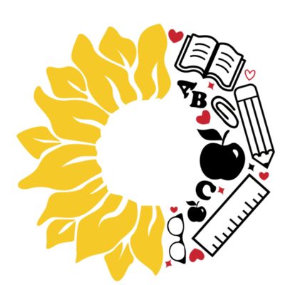 Teacher School Supplies, School Supplies For Teachers, Split Monogram, Teacher Badge, Teacher School, Wedding People, Cityscape Photos, Sunflower Design, Yellow Sunflower