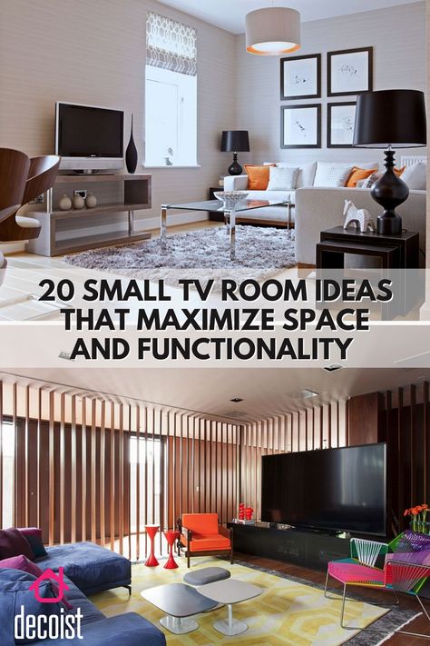 These media rooms are cozy and functional even in a small living room. Small Tv Room Ideas, Small Living Room With Tv, Tv Room Ideas, Small Tv Room, Small Tv, Tv In Bedroom, Inspired Living, Maximize Space, Media Room