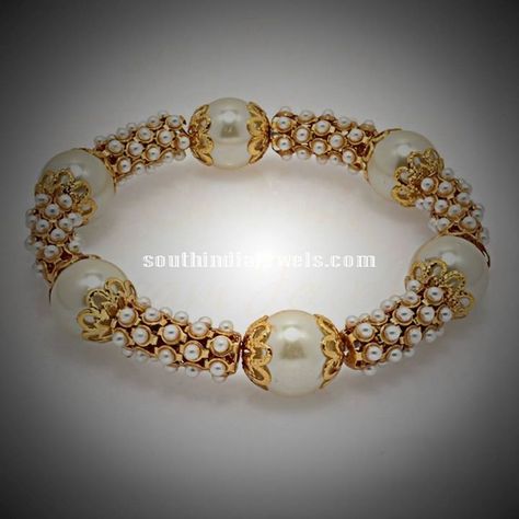 1 gram gold pearl kada bangle Pearl Bangles Gold, Jewellery Bangles, Pearl Bangles, Gold Bangles Indian, Gold Pearl Jewelry, Neck Pieces Jewelry, Pearl Jewelry Design, Gold Jewelry Simple Necklace, Gold Necklace Indian Bridal Jewelry