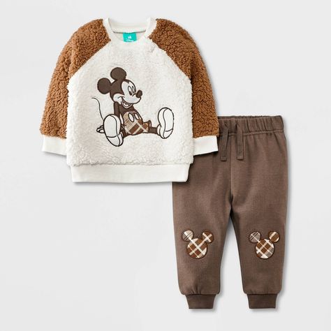 Baby Boy Disney, Mickey Logo, Trendy Baby Boy Clothes, Baby Announcement Photos, Newborn Boy Clothes, Brown Outfit, New Baby Boys, Toddler Boy Outfits