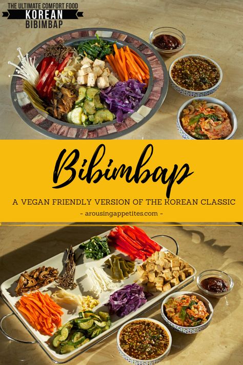 It is in the Siui jeonso (cookbook for Korean nobility) where bibimbap makes its first official appearance. Referred to as bubuimbap in the book, the premise for the recipe derived from the idea of bibida, the Korean word for mixing. The contemporary bibimbap variation of the name refers to the same bibida principle | Recipe from Arousing Appetites Blog | Asian Cuisine | Drool Responsibly Korean Rice Bowl, Korean Word, Korean Rice, Korean Recipes, Vegetarian Recipes Easy, Ultimate Comfort Food, Vegetarian Food, Rice Bowl, Vegetarian Recipes Healthy